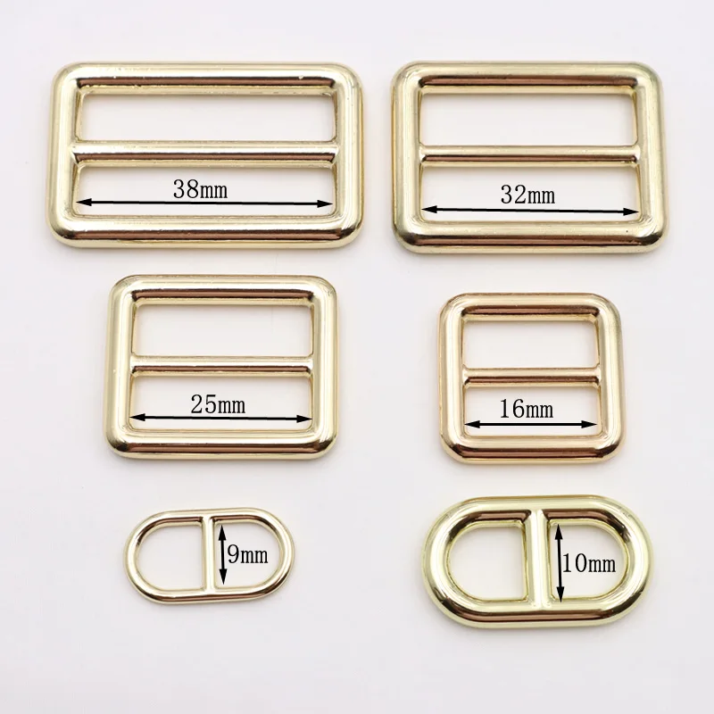 gold polish 38mm zinc alloy flat wire metal slider buckle ring metal buckle ring adjuster for bag strap