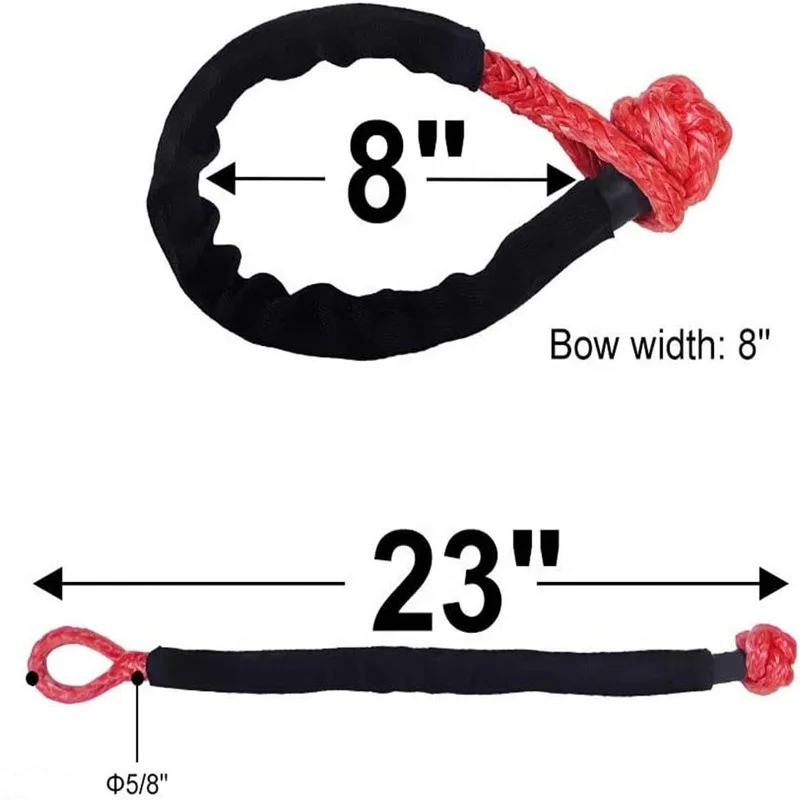 10MM Heavy Duty Offroad Soft Shackles 60CM Synthetic Winch Rope With Soft Shackle