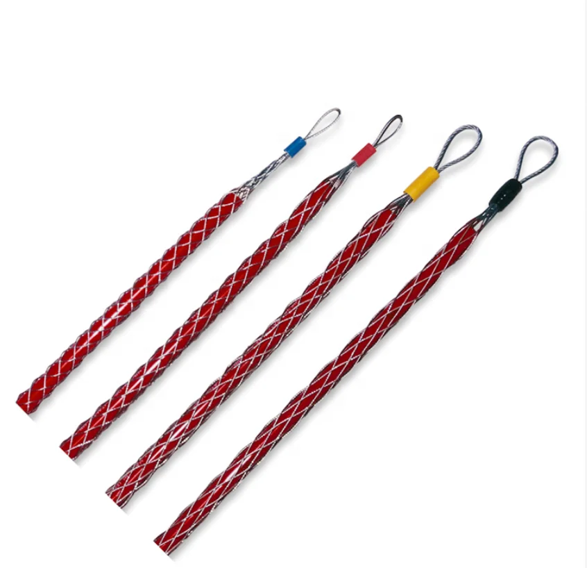 High Strength Stainless Steel Double Side Pull Fiber Optic Cable Wire Mesh Grip