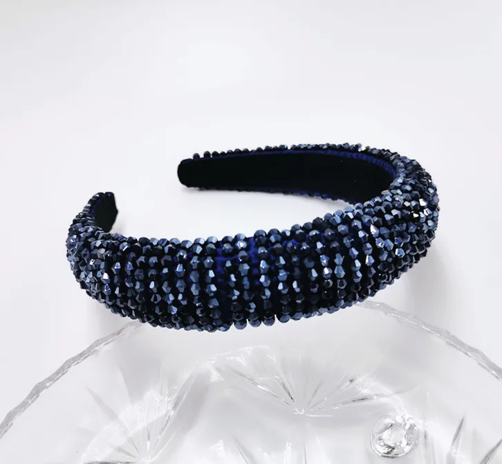 
Wholesale Fashion Luxury Diamond Hairband Women Hair Accessories Beaded Baroque Bling Crystal Padded Rhinestone Headband 