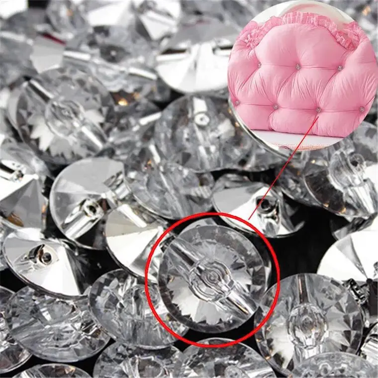 Single hole crystal button for sofa custom snap button supplier acrylic diamond sewing crystal upholstery buttons for clothes