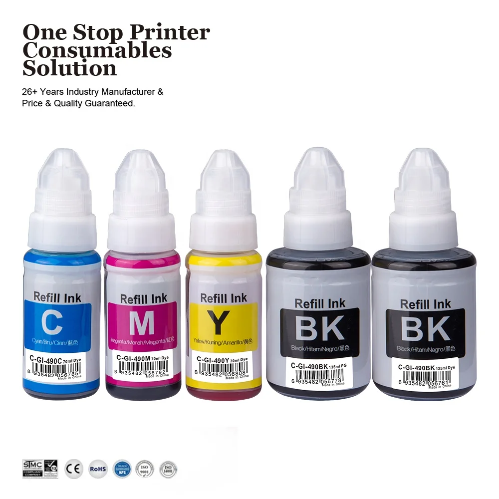  INK-мощность GI 490 GI490 GI-490 премиум цвета совместимый бутылка для воды на основе пополнения чернил Canon PIXMA G2411 G2400