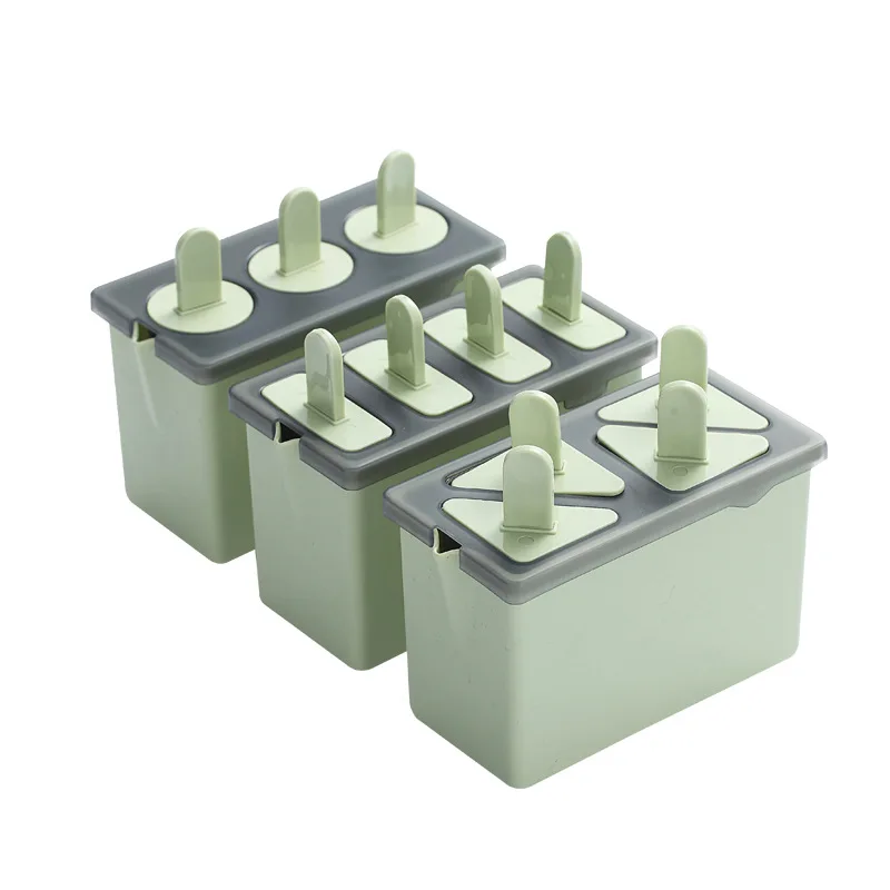 Ice Lolly Mould 4 Grids Food Grade PP Homemade Popsicle Mold Tool with Sticks Easy to Remove DIY Ice Complementary Food Box