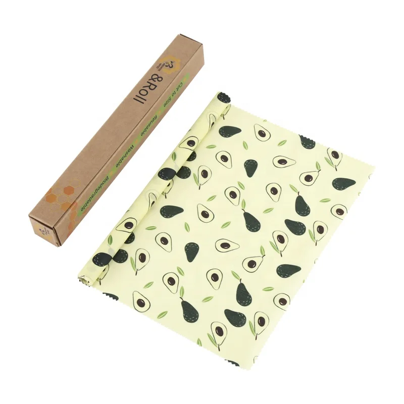 food grade LFGB  sustainable washable plastic free biodegradable food packaging beeswax wrap 1 metre roll