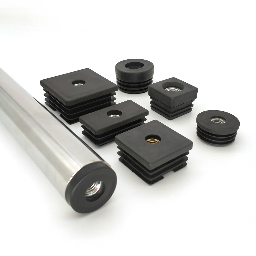 Furniture Chair Desk PVC Plastic White Pipe end cap Screw Nut Tube Plug Caster Wheel Thread Tube insert Adjustable leveling feet