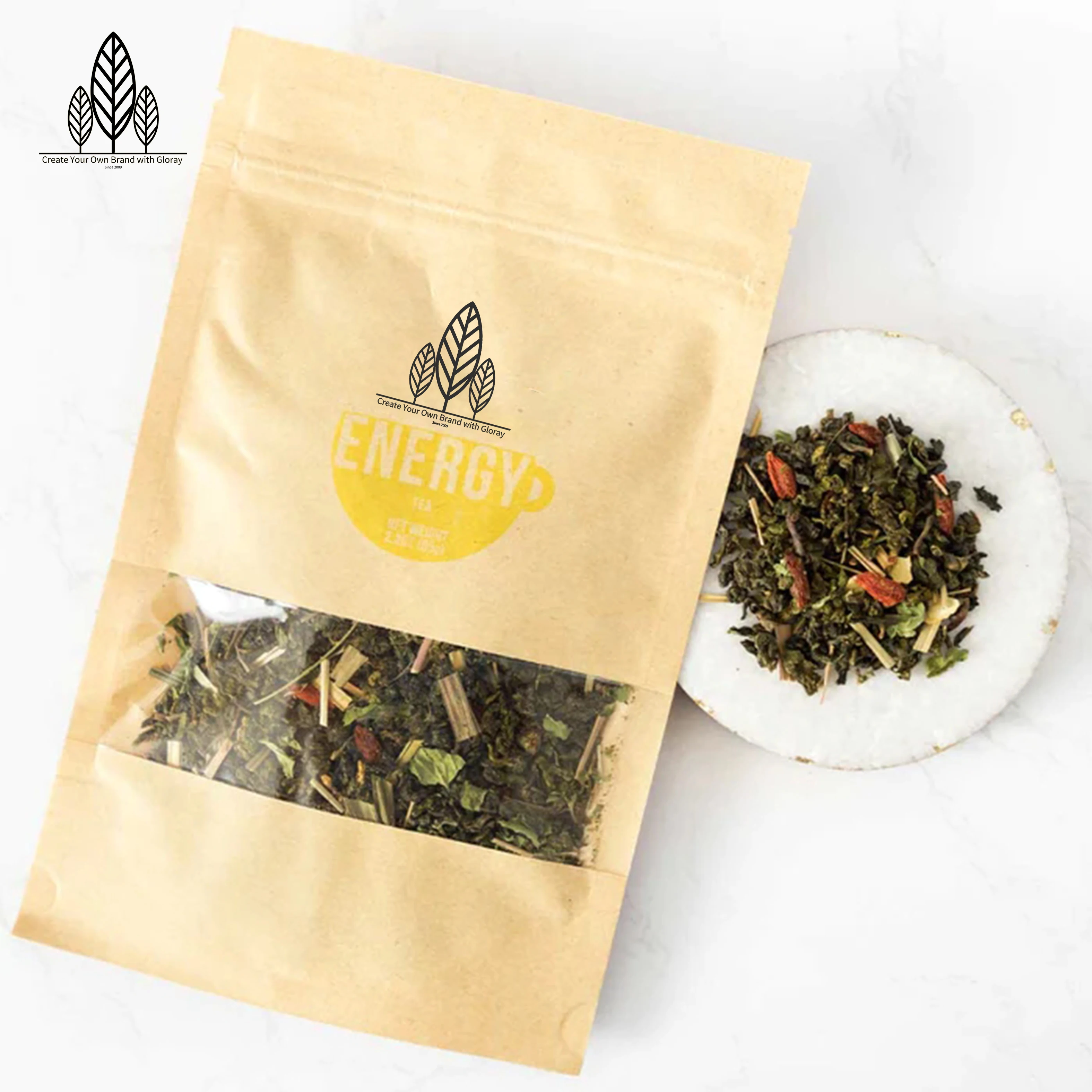 Energy Tea Blend Natural Herbal Ingredients Strength + Vitality Tea  Factory Price OEM Energy Booster Yerba Mate Teatox