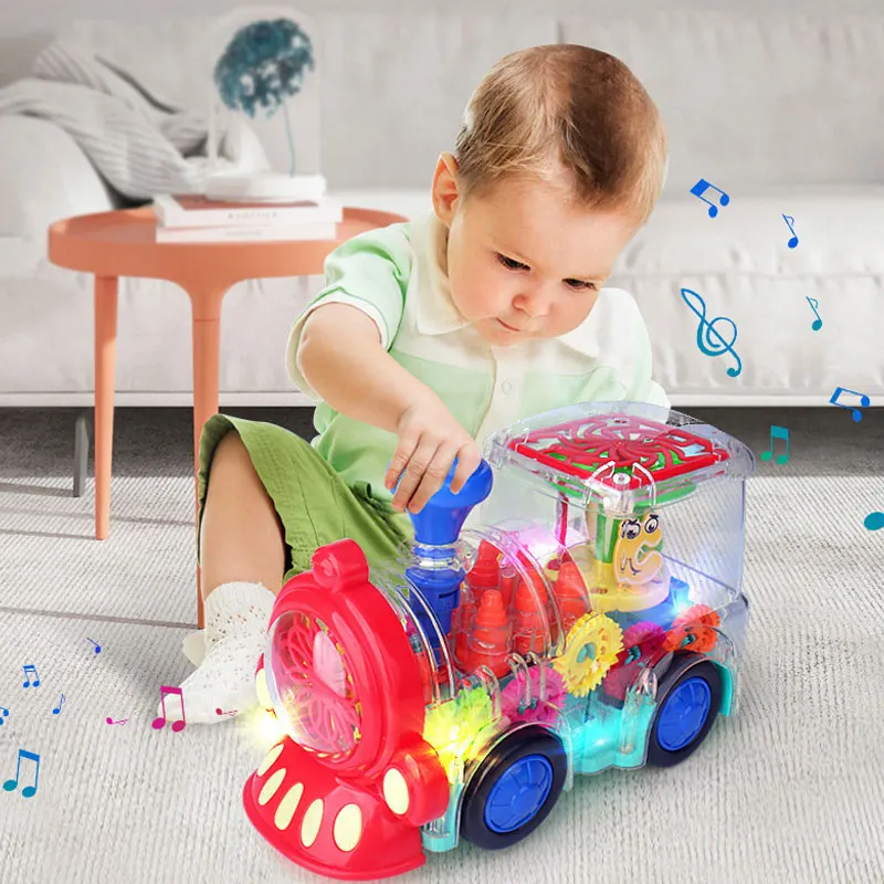 360 degree rotation concept universal wheel electric transformation train toys universal running car with music flashing light
