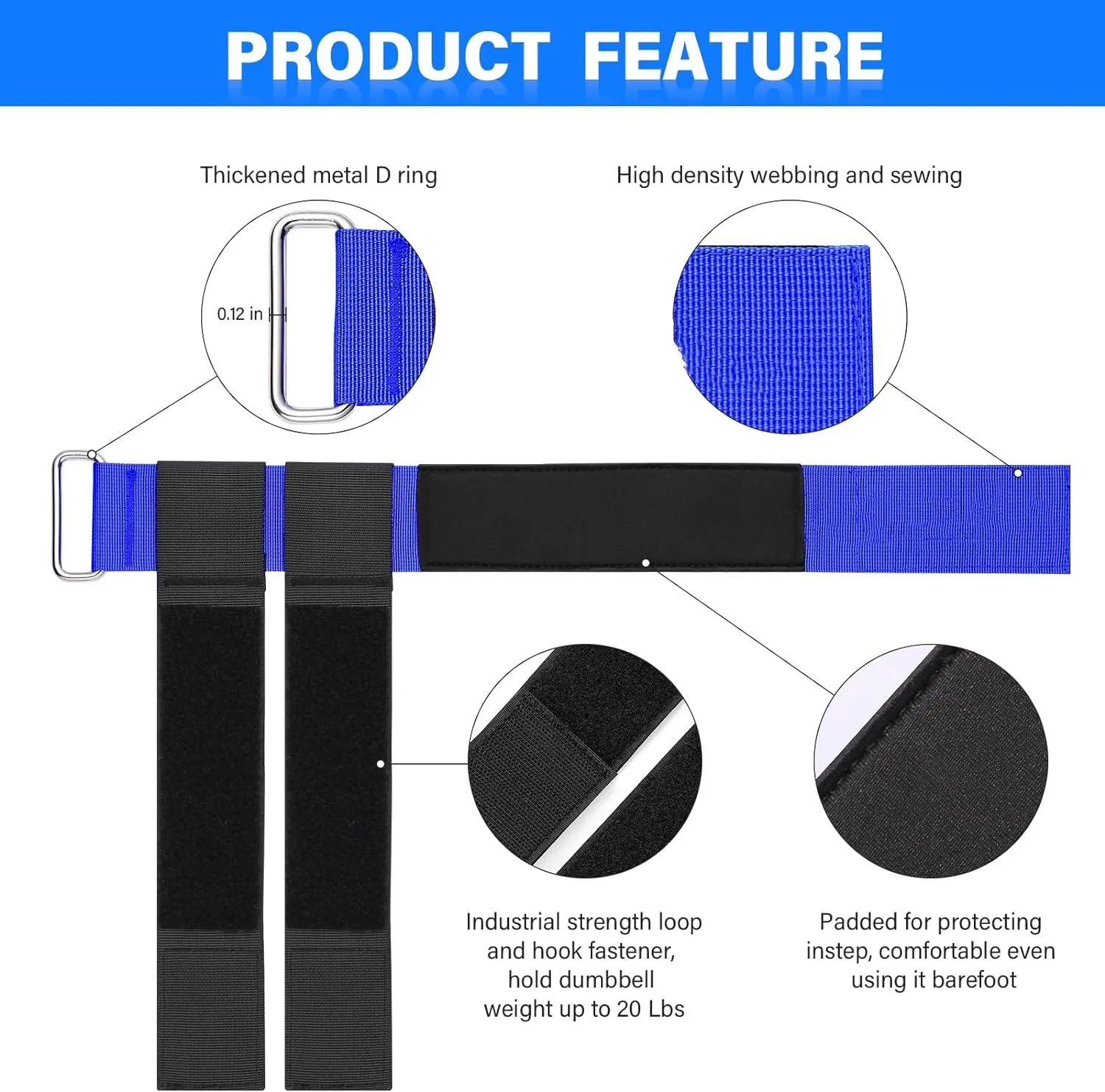 Wellshow Sport Tibialis Trainer Exercises Adjustable Ankle Strap Dumbbell Attachment for Feet Relieve Leg Pain