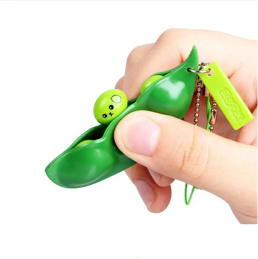 2021 hot pop fidget bean toy /keychain pea popper puzzle ball pea pod fidget toy squeeze peas peanut fidget /pea pod keychain