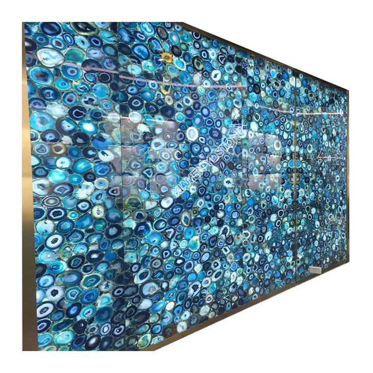 Translucent blue agate marble stone slab natural onyx marble for home decor