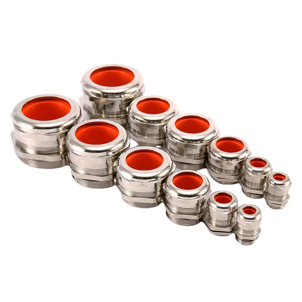 IP68 Waterproof Metric PG G NPT Thread UL Nickel Plated Brass Metal Cable Gland