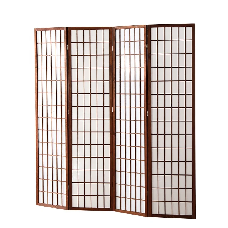 Wholesale 4 Panel Living Room Decorative Shoji Folding Screens Panel Portable Movable Japanese Painted Room Divider