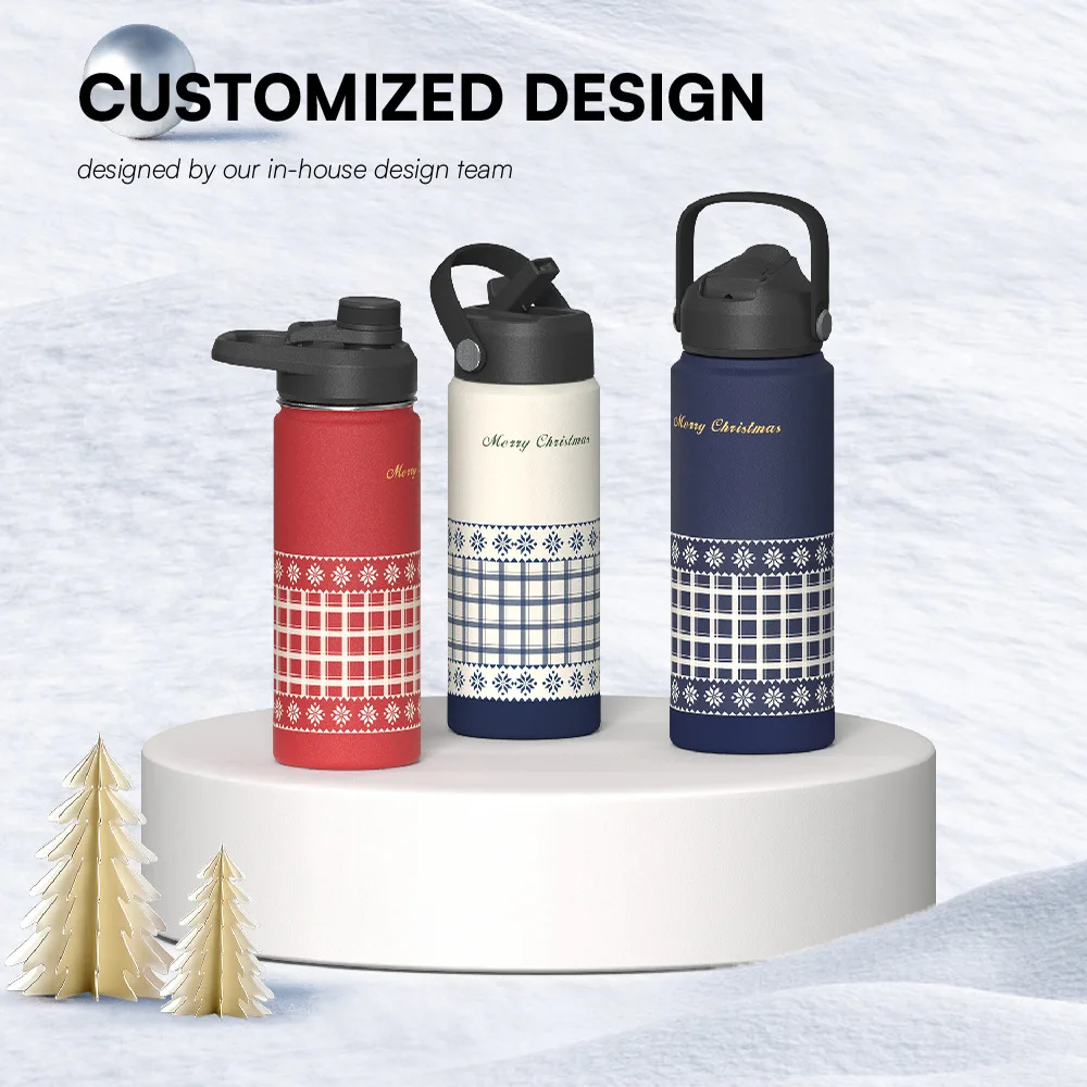 Christmas gifts Eco friendly products 2025  double wall design stainless steel insulated thermos with handle lid