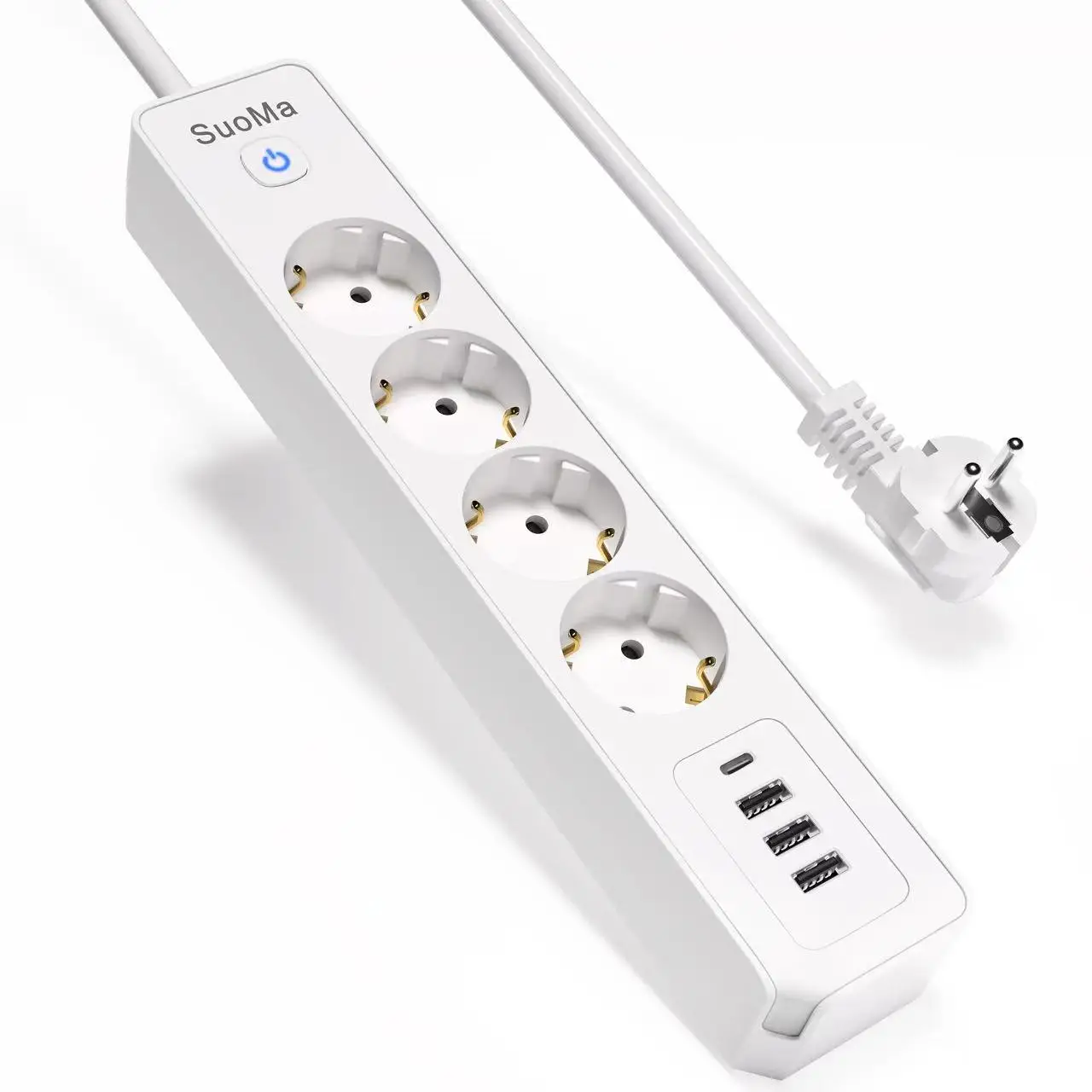 4-Outlet EU Power Strip Extension Socket 4 USB Ports 16A Rated Portable Plug with GS KC Socket Product Type Plugs & Sockets GS