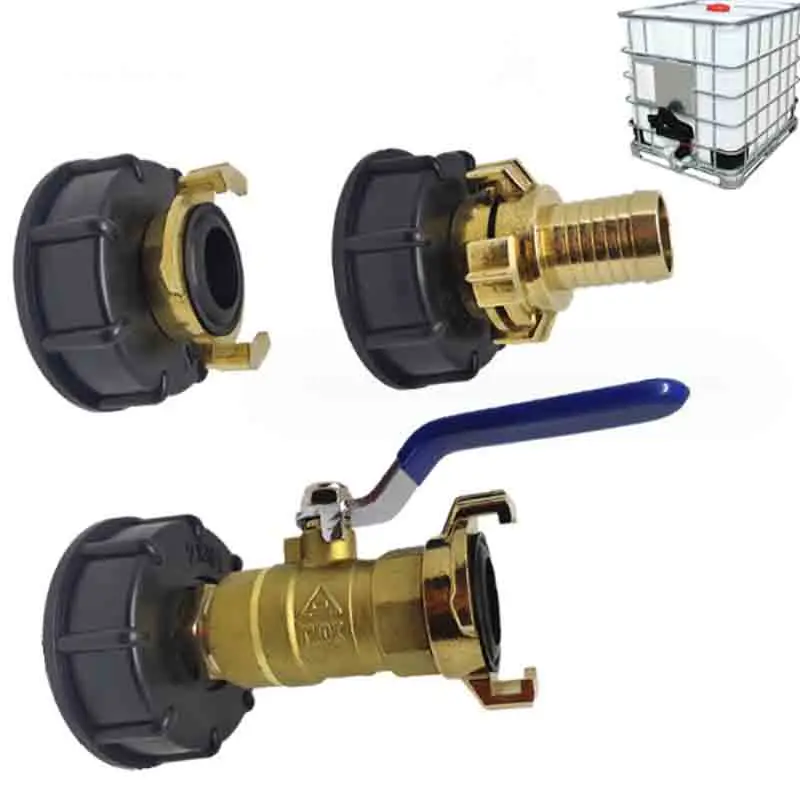 S60X6 IBC Adapter with Geka Connector for Garden Water quick connector IBC Tote Brass Valve Tank Drain  Container Adapter