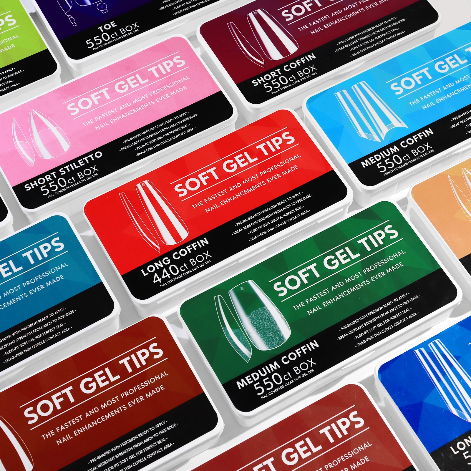 Amazon False Nail Tips Box Custom Private Label XL Coffin Ballerina Long Square Press On Full Cover Traceless Soft Gel Nail Tips