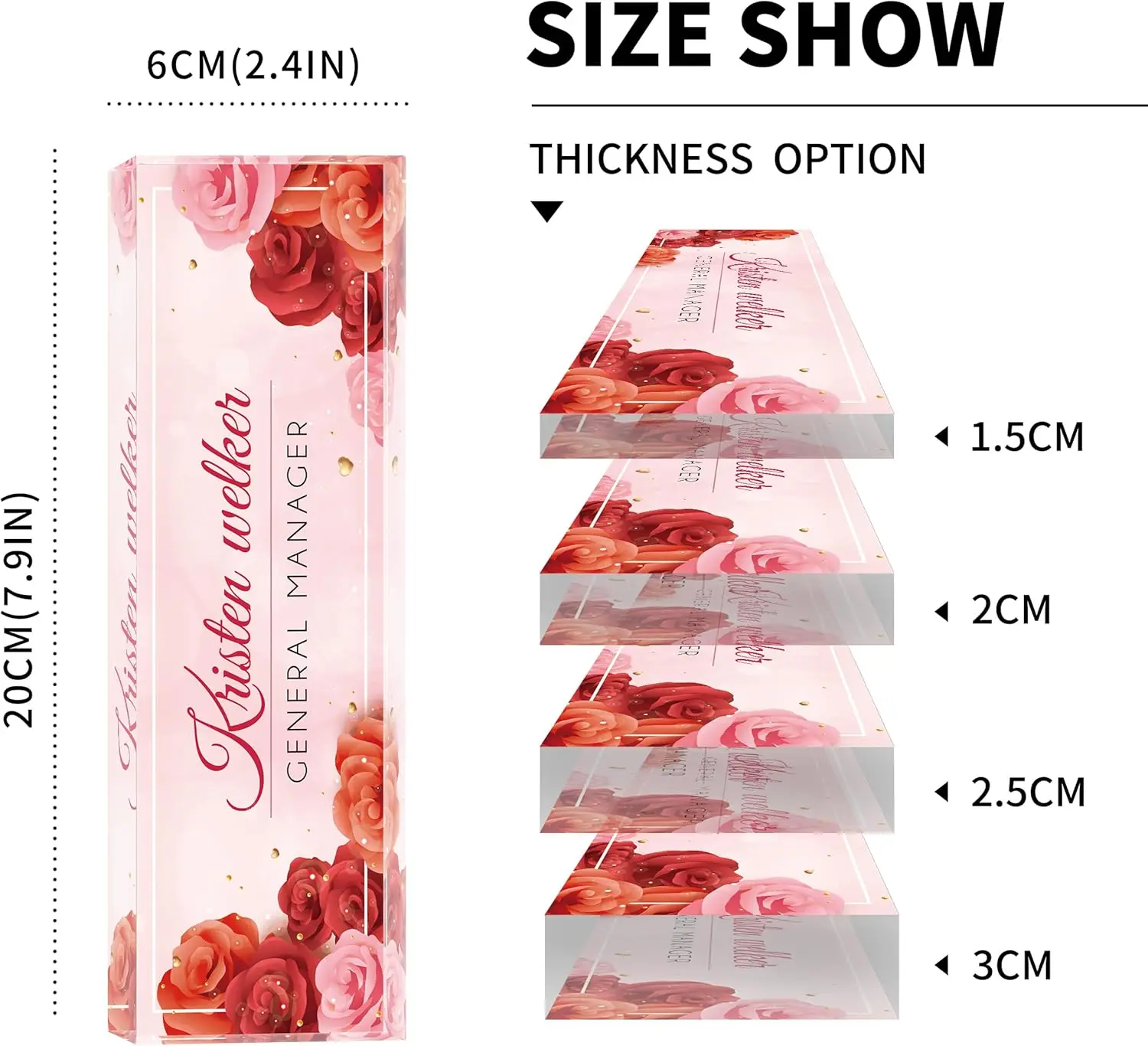 Personalized Acrylic Desk Name Plate Office Decor for Women or Men Coworkers, Boss, Employee, Teacher