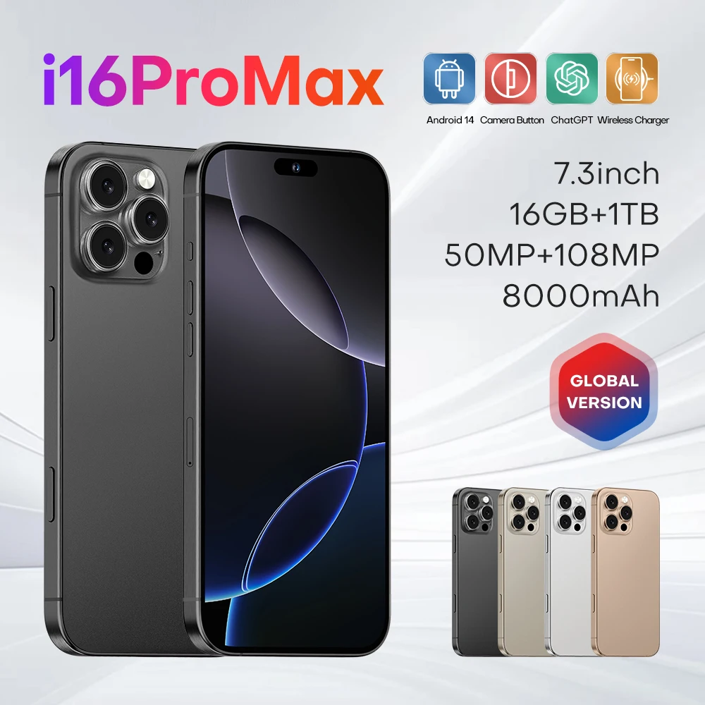 2024 Latest Smart Mobile Phone 16 Pro Max Original Brand New unlock Phone 16 Pro 5G Smart Mobile Phone i16 ODM OEM 5Gcellphone