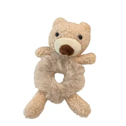 2022 Ранняя осень милая маленькая веревка для волос с медведем ручная сеть красный конский хвост плюшевый круг для волос