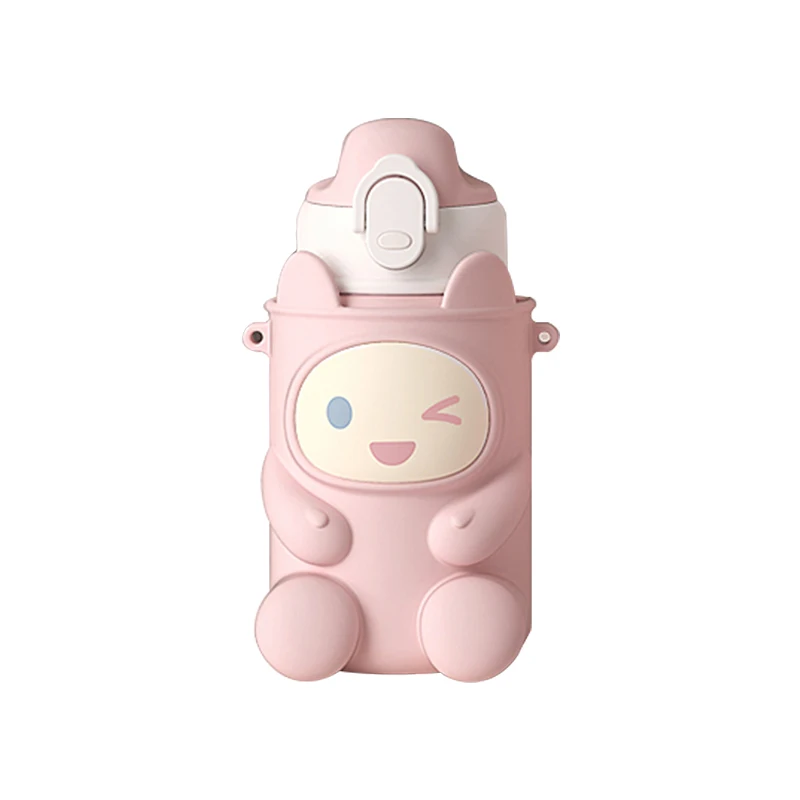 New 3D Designated Cute Kids Vacuum Flask Thermos Insulated 316 Stainless Steel baby water bottle with Straw and Two Lids