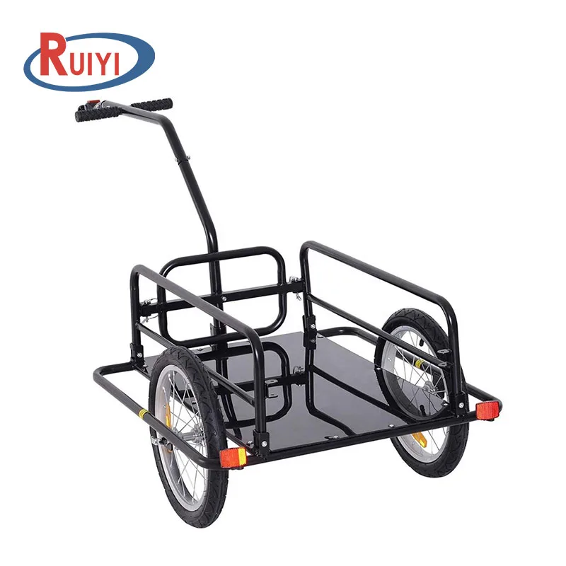 Customized Folding Bike Cargo Trailer Cart with Seat Post Hitch- Black outdoor cart