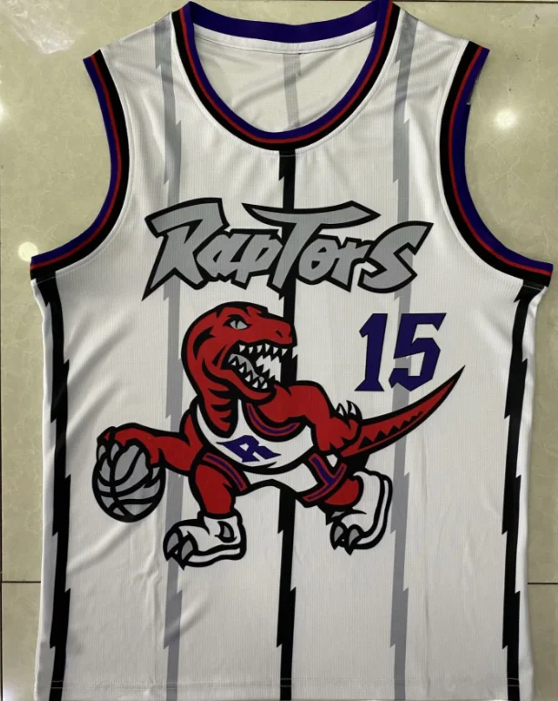 Оптовая продажа nbajersey вертикальные полосы Raptors #15Carter трикотажные изделия Raptor Молодежная лучшая баскетбольная форма голубого и белого