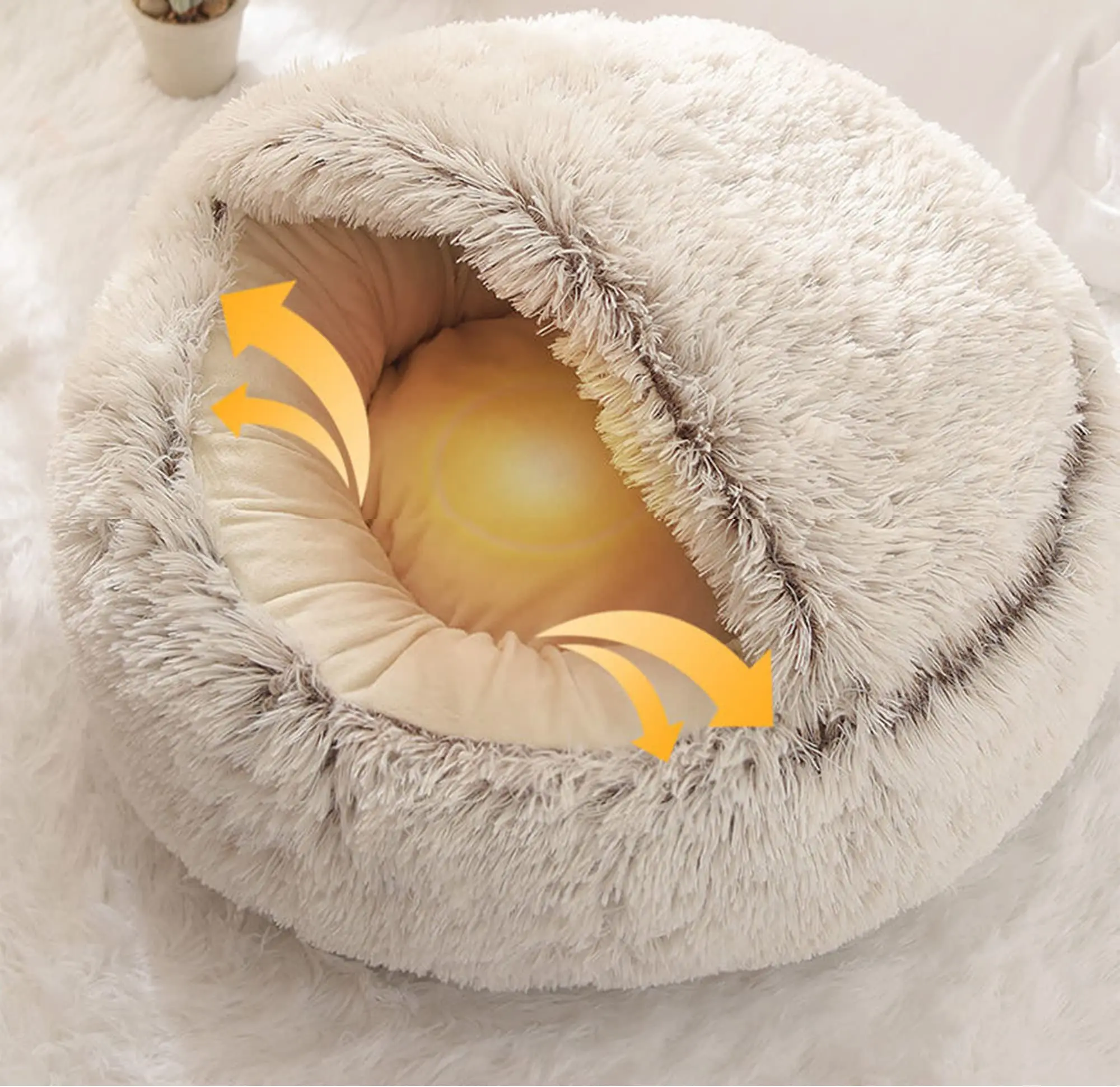 Dog and cat litter universal for all seasons with lid for large and small dogs mat pet bed for winter warmth