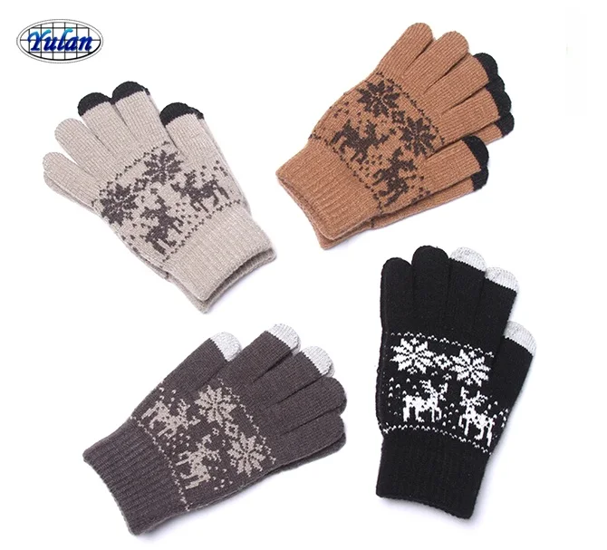 Yulan TC300 Custom Winter Wholesale Blank Knitted Magic Solid Touch Screen Warm Acrylic Gloves & Mittens