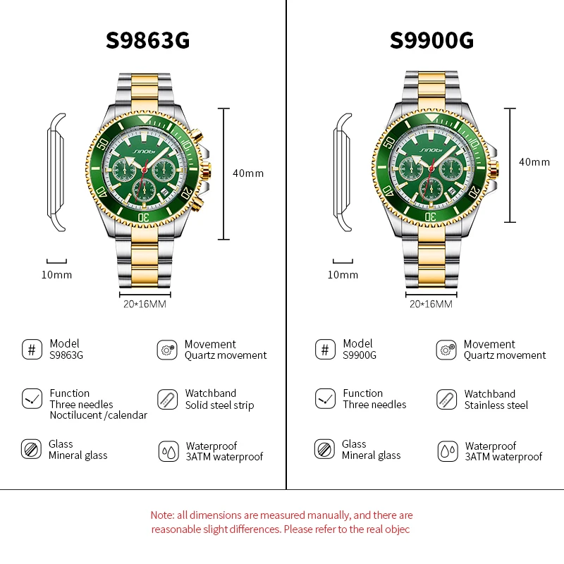 Wholesale SINOBI Multifunction Waterproof Luxury custom logo Watch Perpetual Calendar stainless Steel Band Wrist Watch For Men