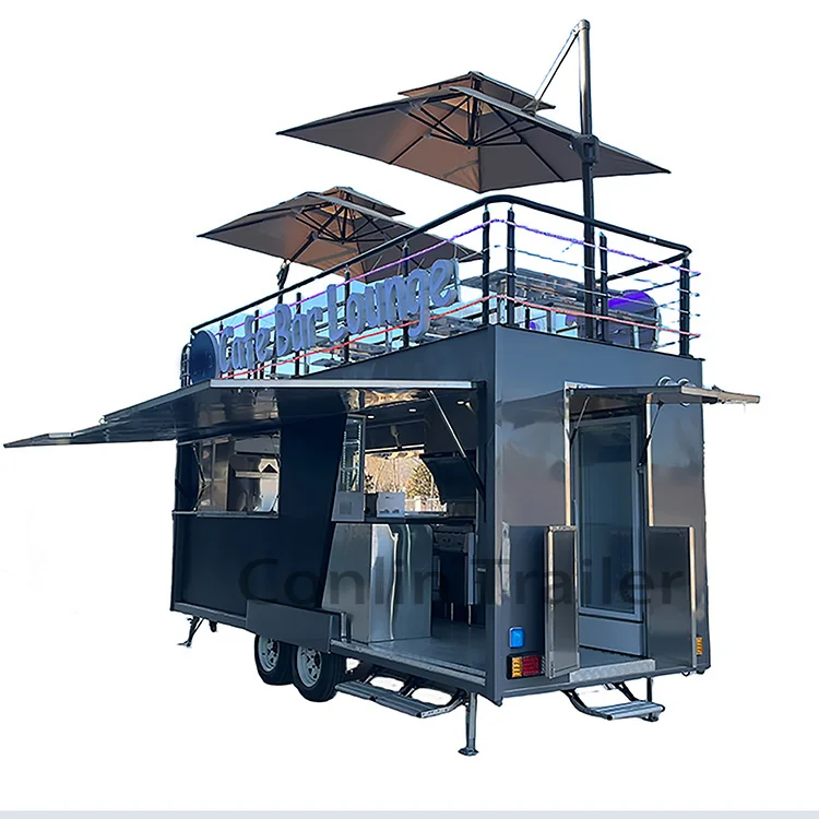 New Arrived Open Foodtruck With Terrace Coffee Car Food Shop Burger Van With Seats For Sale