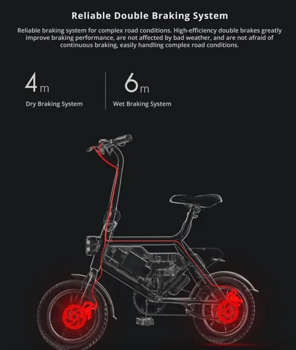  Оригинальный складной велосипед HIMO V1 Plus 14 дюймов 36 В 250 Вт 7 8 Ач максимальная скорость 25 км/ч мопед