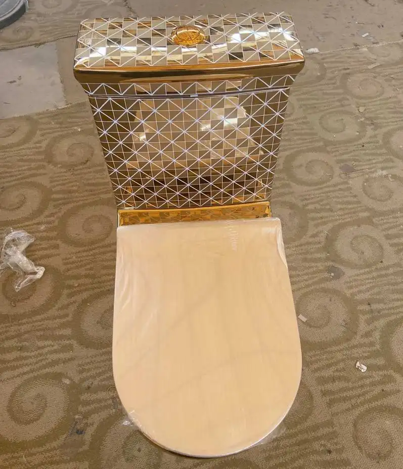 golden sanitary wares one piece  siphonic  gold ceramic toilet for hotel