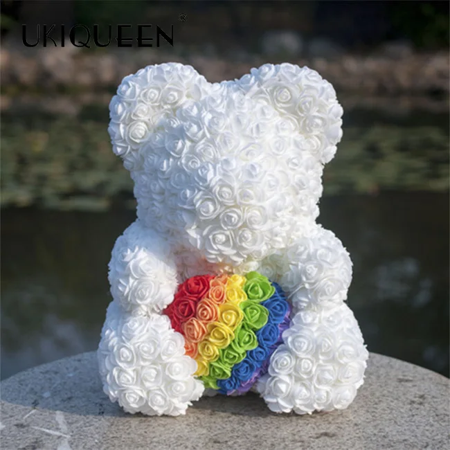 High Quality Girl friend Christmas Valentine Gift 16 inch 40 cm Foam Teddy Rose Rear with Heart