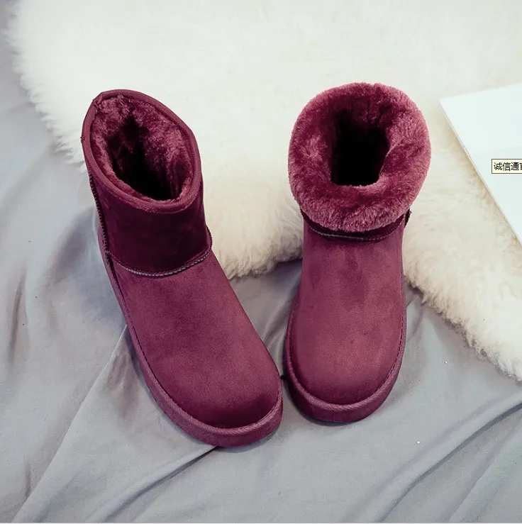 Classics Snow Sheepskin Winter Boots Mid Calf Fur Genuine Australia Lined Warm Outdoor for Women Pink Fashion