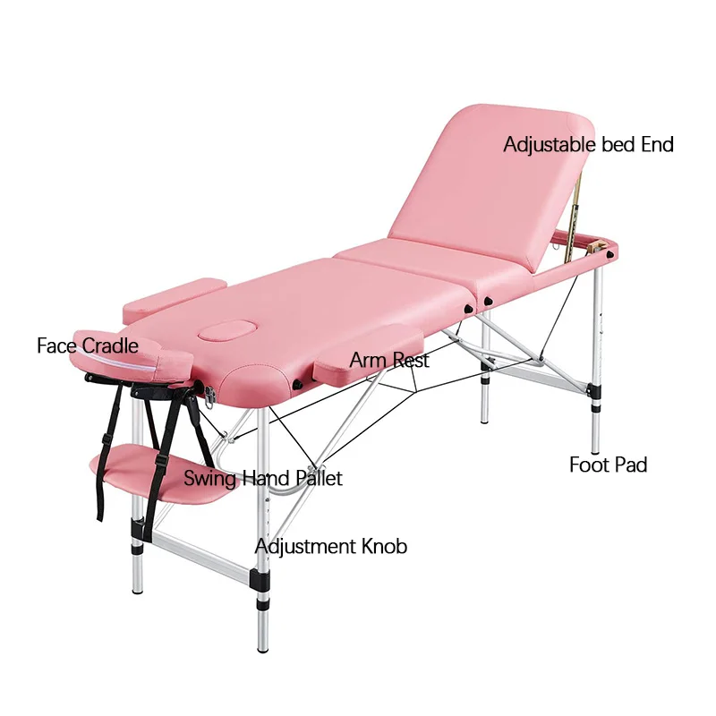 Beauty Salon Furniture 3 section light weight portable massage table lash bed milking massage table for sale