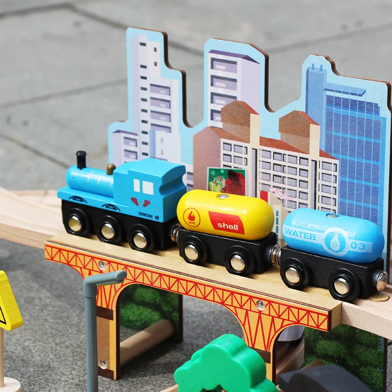 95 Pieces Wooden Train Set -Premium Wood Toys for Toddlers 3,4,5 Years Old,Wooden Urban Rail Transit Educational Toys