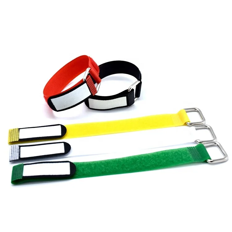Double Sided Custom Size Print logo Heavy Duty  Wrap Self Locking Adjustable Iron Buckle Nylon Hook and Loop Fastener Tape Strap