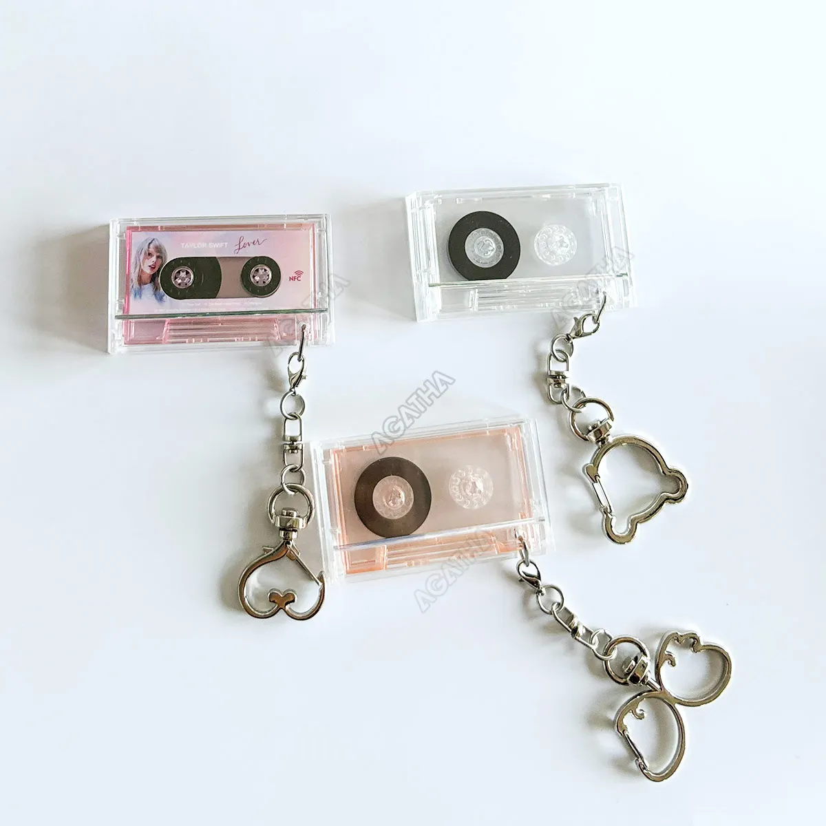 Promotional Customized Kpop Music Key Chain Keyring bulk logo empty miniature vinyl CD Album NFC Mini Cassette Tape Keychain
