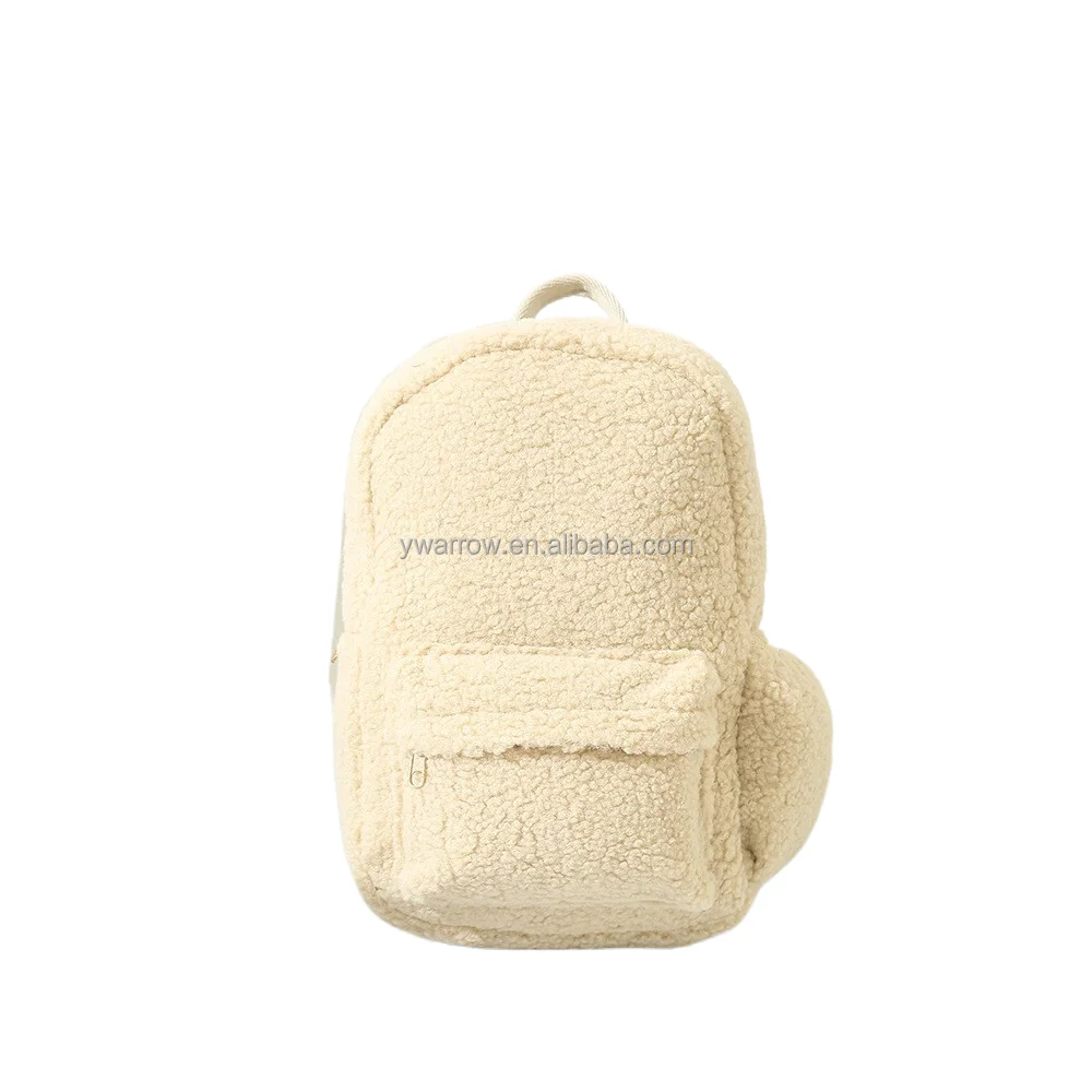plush fur teddy bag kids travel Hiking girl plush teddy backpack kids plush toddler backpack Teddy fur bag with front pocket