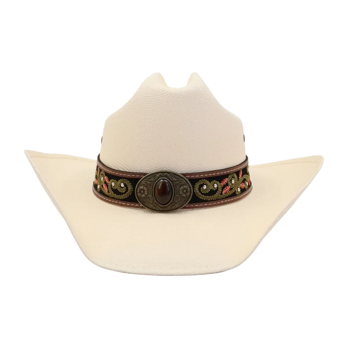 Unisex Large Brim Western Jazz Cowboy Cowgirl Paper Straw Hat Fashion Sun Shade Stiff Hard Cowboy Hat for Summer Beach Travel