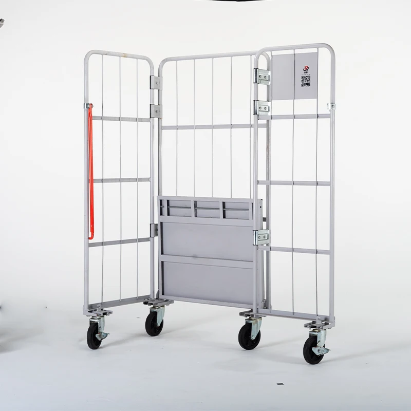 Wholesale 3-Side 600 Kg Capacity Durable Storage Steel Folding Roll Cage Trolley