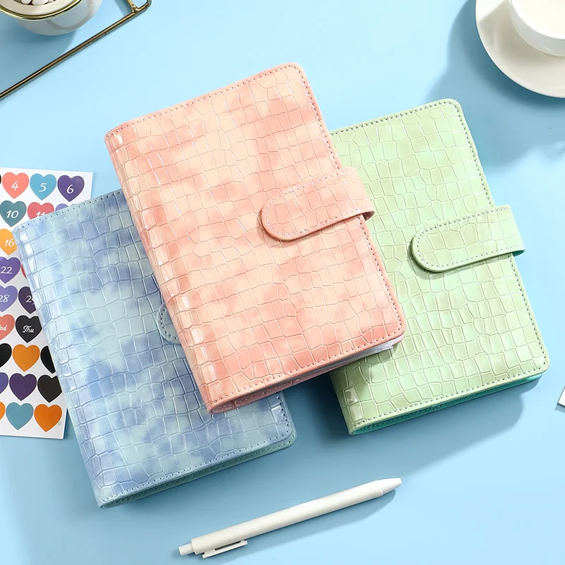 PU Leather Alligator Pattern Macaron Notebook Binder Book Cover with card slot agenda planner organizer stationery A6 A5