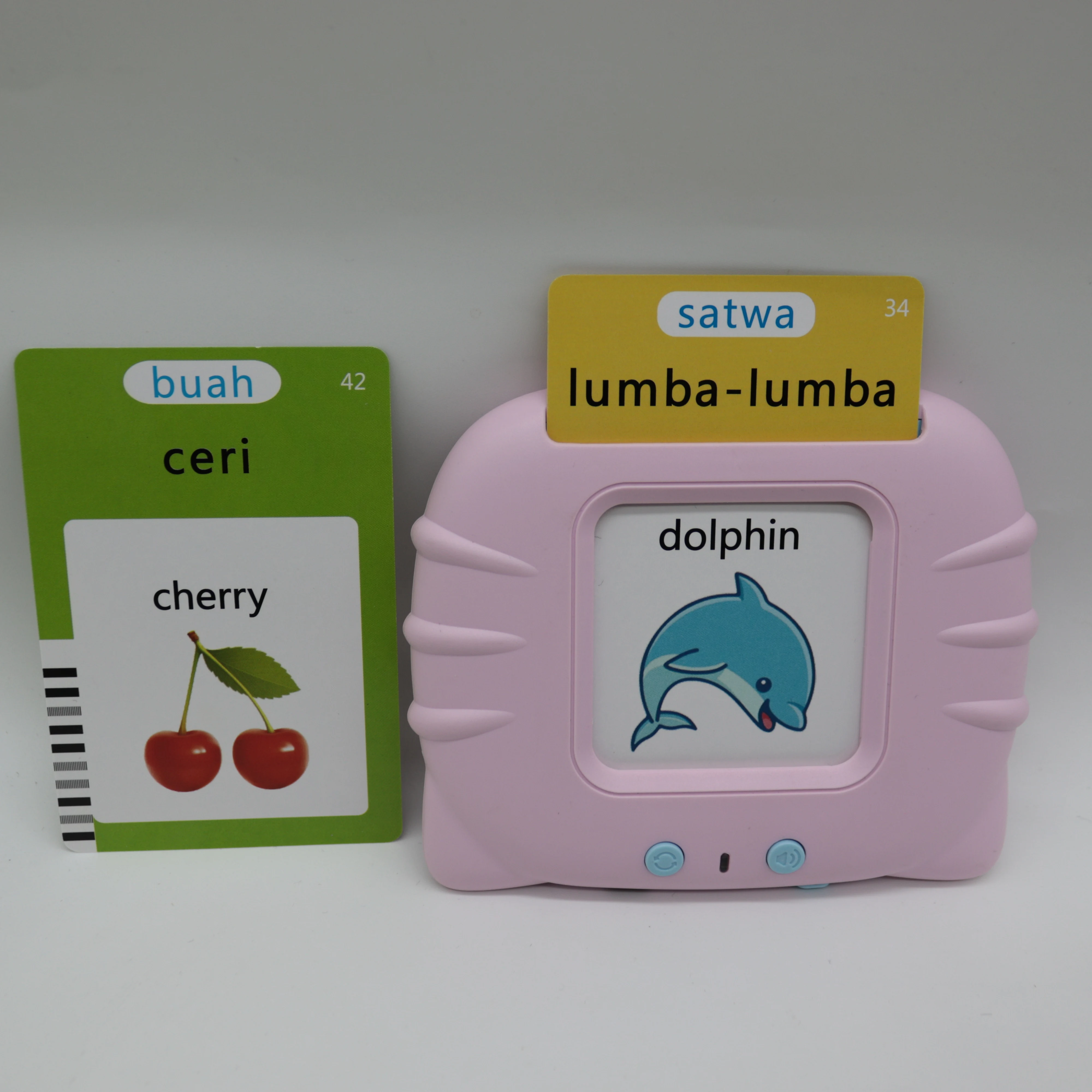 Indonesian learning talking flash card baby machine children educational Intellectual small plastic toys products for Child