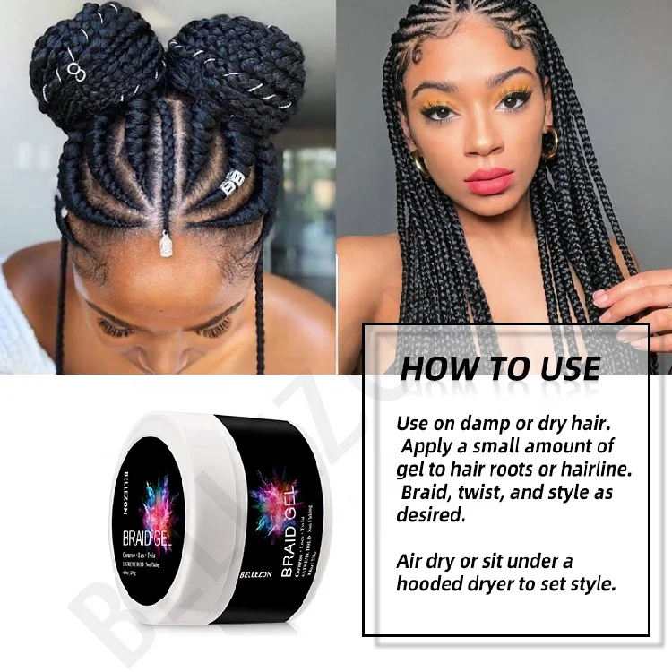 Custom Best African Women Thick Texture Long Lasting Not Messy Neat Braid Conditioning Shining Hair Loc and Twist Gel Extra