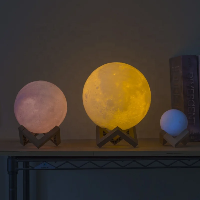 Drop Shipping 12 cm With 3 Colors 3D Led Magical USB Charge Mini Battery Powered Moon Night Light Moonlight