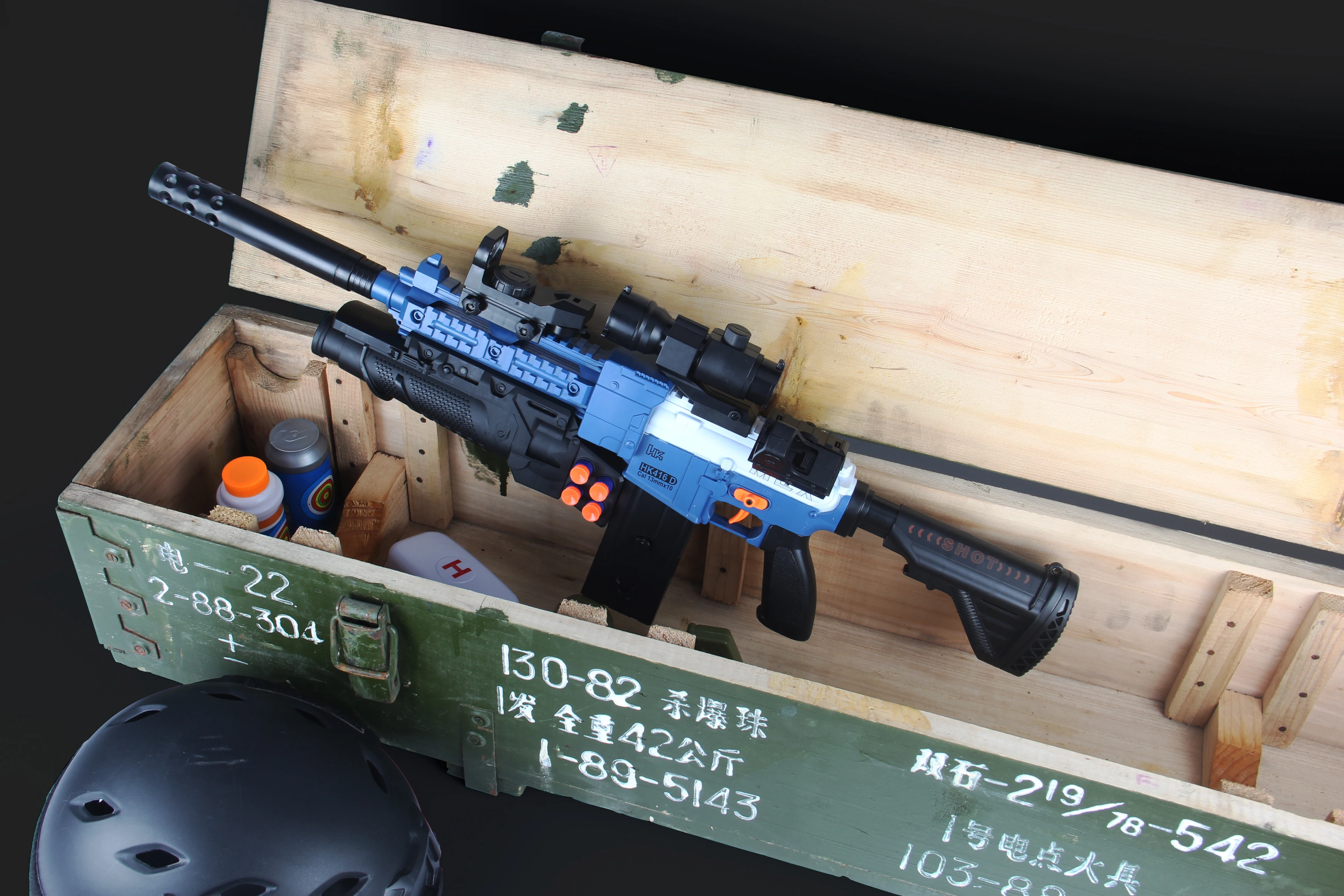 2022 NEW 416 Fully Auto  Soft Bullet Air Gun Kid Toys Shooting Game  With Telescopes Gun Toy