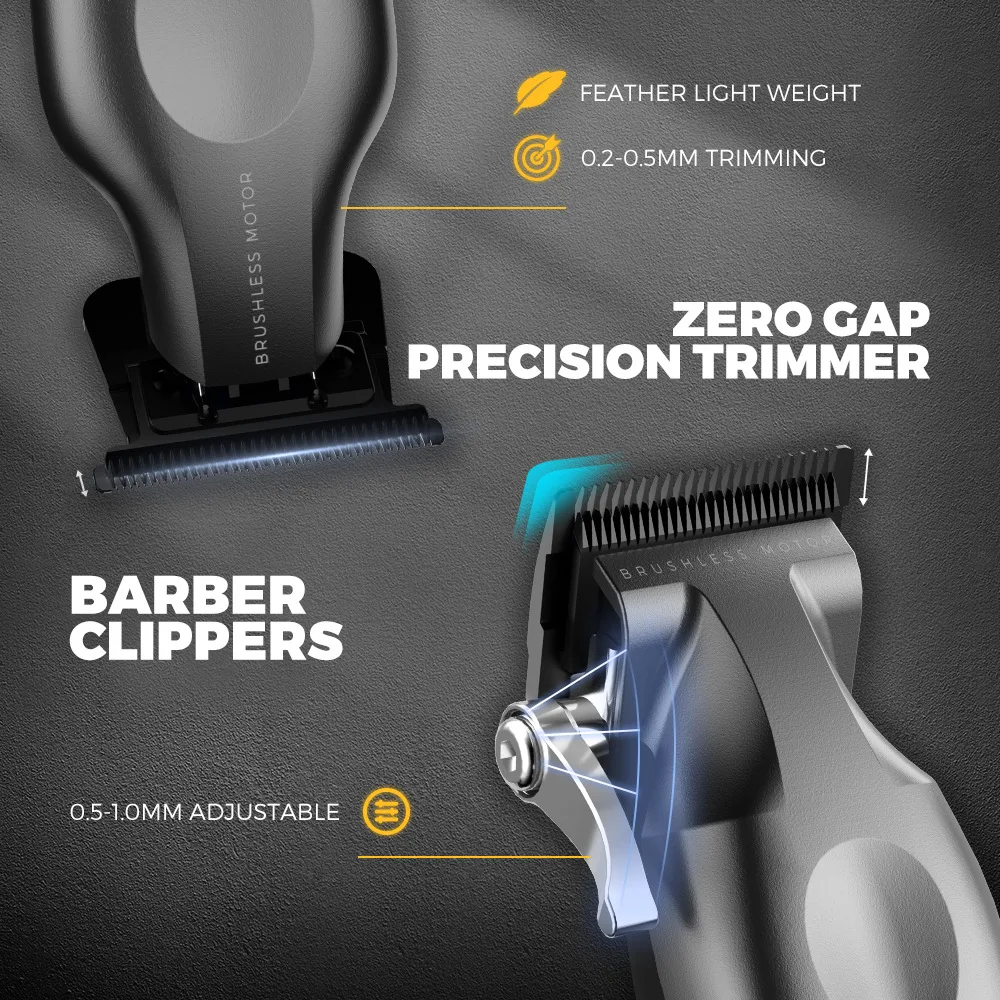 Professional Barber Lithium Battery Hair Cut Machine Powder Metallurgy Cordless Trimmer Electric Hair Clipper Zero Gap