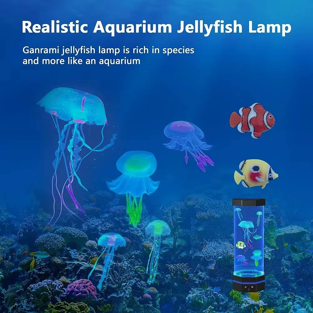 15inch Jellyfish Lava Lamp 17 Colors Changing Jellyfish Lamp With Remote Control USB Plug-in Bubble Fish Lamp RC Night Light