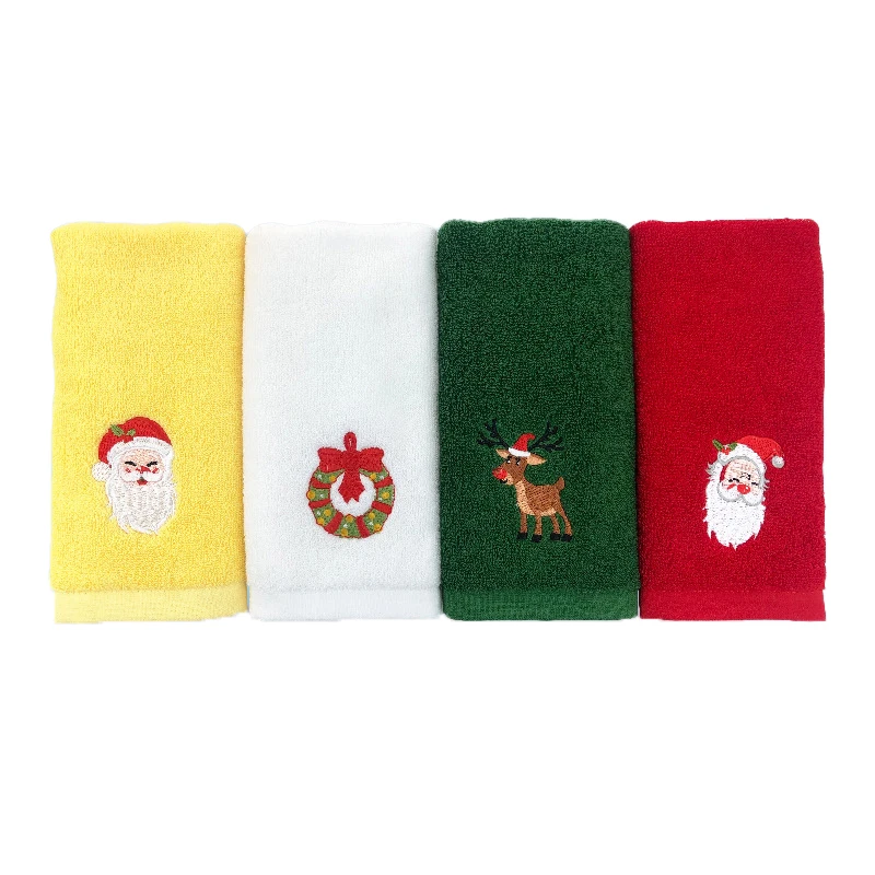 kitchen towels blue and white cotton absorbent Kitchen towels with button hanging loop christmas tea towel wholesale