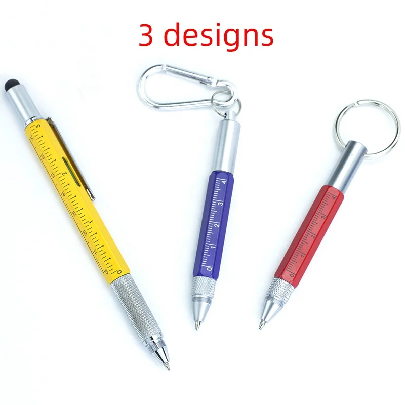 Wholesale Cool Ballpoint Pens Kit High High Quality 6 In1 Multifunctional Pen With Scale Ruler And Level Multi Tools Set, Silver